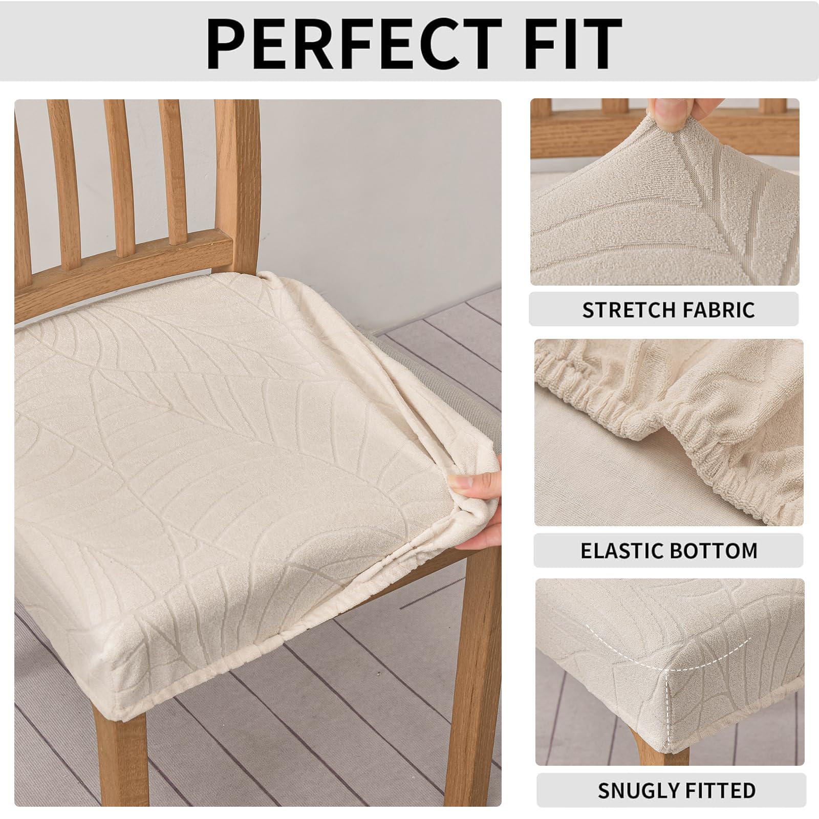Premium Waterproof Stretch Jacquard Dining Chair Covers (Set of 4) - Washable & Removable Slipcovers for Kitchen, Dining Room & Home Decor - Perfect for Everyday Use & Special Occasions