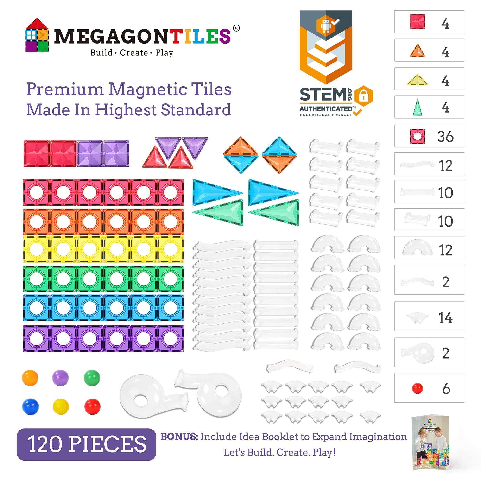 Premium Magnetic Building Tiles Set - 100PCS STEM Educational Toys for Kids Ages 3-10 | Safe & Strong Magnets for Creative Construction Play | Perfect for Classroom, Home Learning & Birthday Gifts