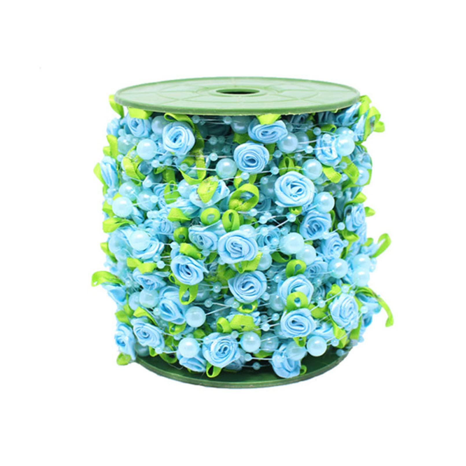 6.56 Ft Artificial Rose Strings with Pearl Leaves and Beads - DIY Craft Ribbon for Wedding, Party, Home Decor - Perfect for Bouquets, Centerpieces, Wreaths & Gift Wrapping