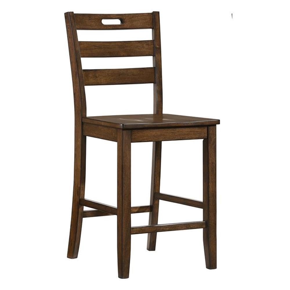 Furniture of America Jolines Wood Counter Height Chair Set of 2 - Solid Oak Bar Stools for Kitchen Island, Breakfast Nook & Dining Room - Comfortable Counter Height Seating