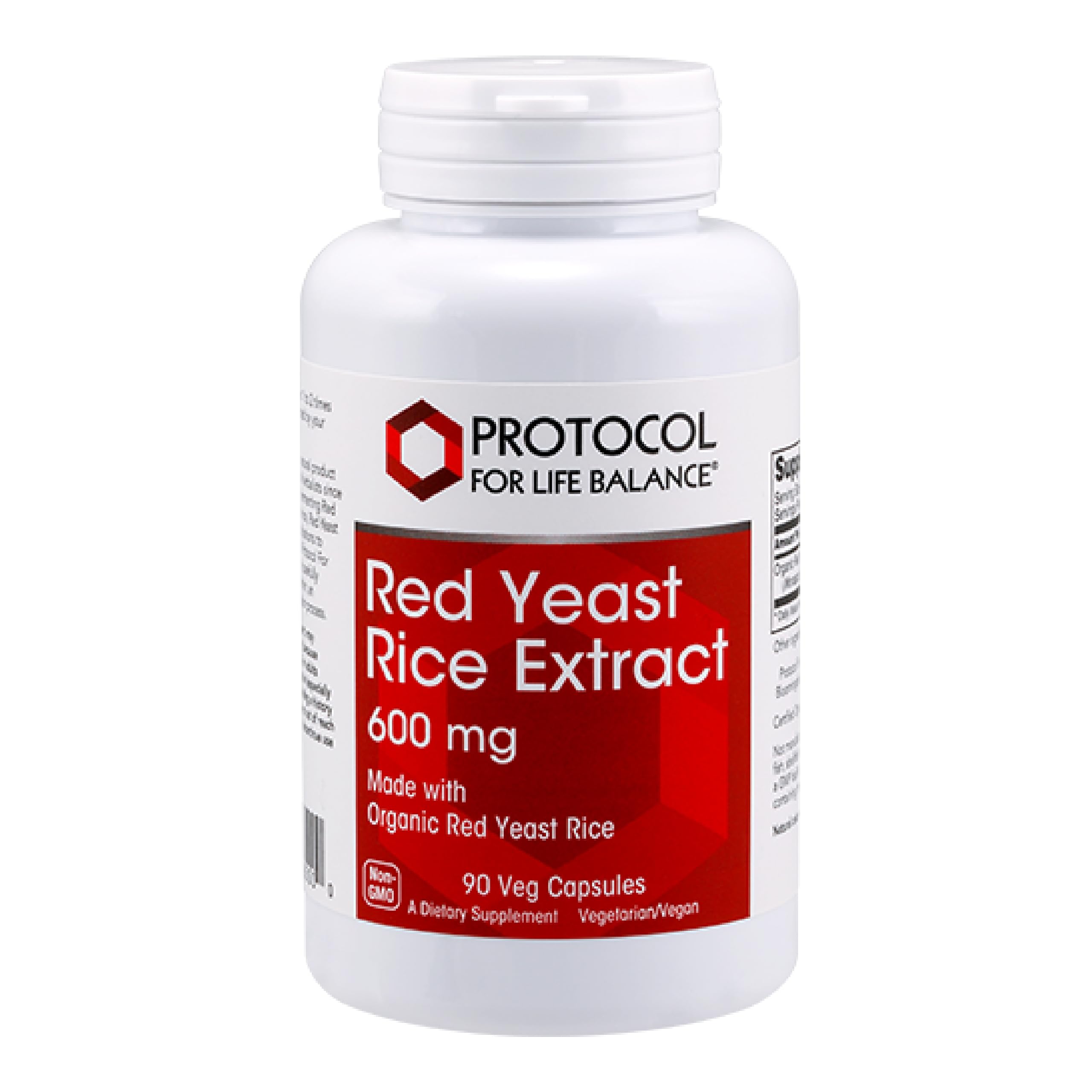 PROTOCOL FOR LIFE BALANCE Organic Red Yeast Rice Supplement 600mg - 90 Vegan Capsules, Dairy-Free & Egg-Free - Supports Heart Health & Cholesterol Balance - Perfect for Daily Wellness Routine
