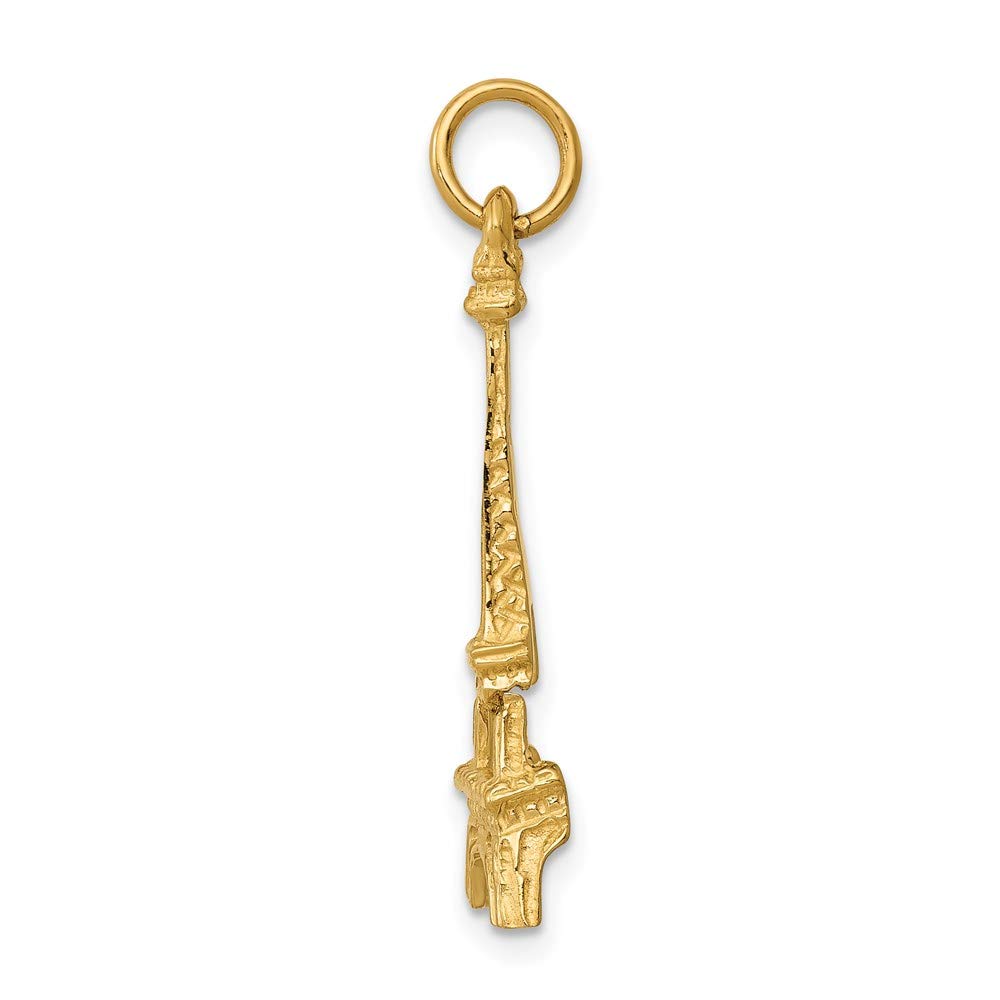 14k Yellow Gold Eiffel Tower Pendant Charm for Jewelry Making