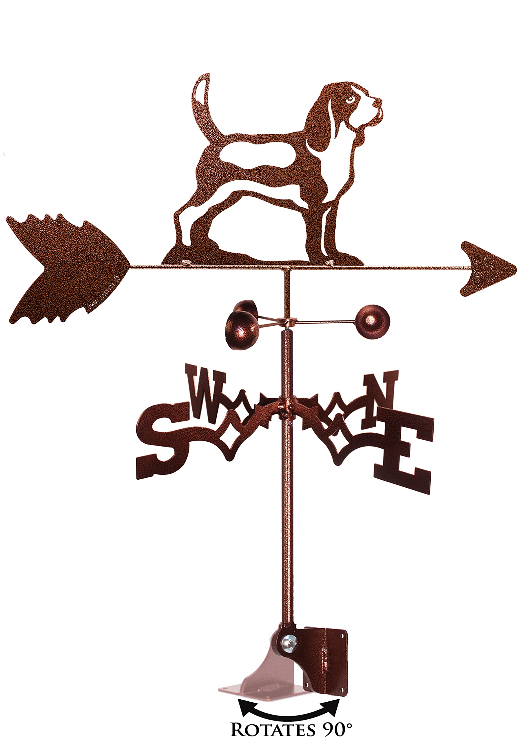 Handmade Beagle Dog Adjustable Mount Weathervane - SWEN Products | Outdoor Garden Decor for Yard, Patio & Farmhouse Style