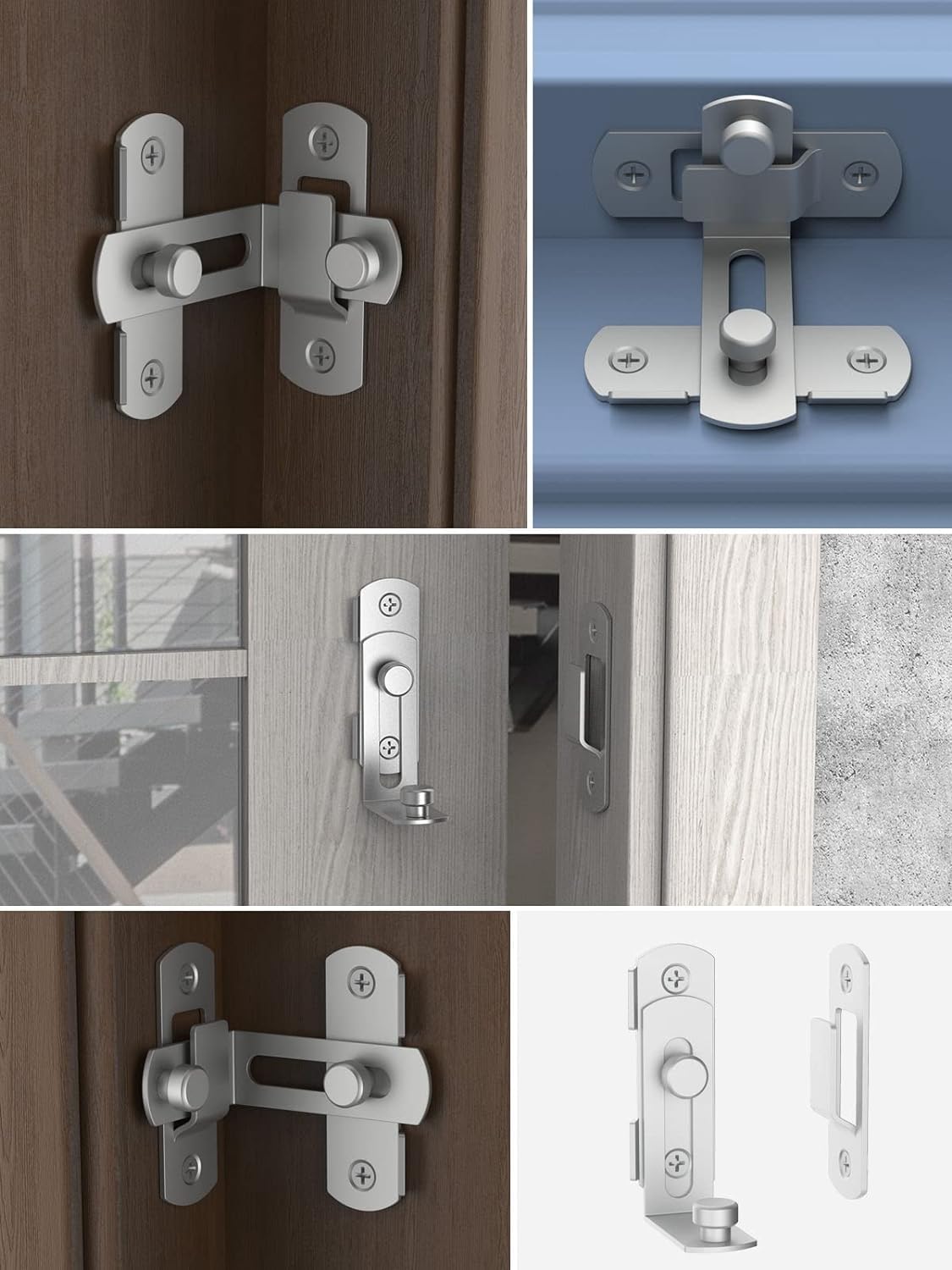 90 Degree Flip Barn Door Lock - Stainless Steel Sliding Door Latch with Hook Lock for Safety | Heavy Duty Gate & Cabinet Lock for Barn Doors, Wine Cellars, Closets & Antique Doors | Rustproof & Secure Home Security Solution