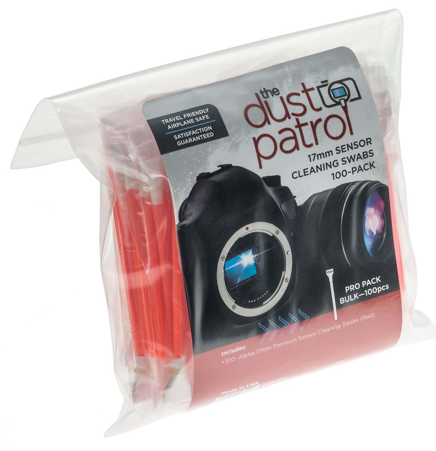 Alpha 17mm Sensor Cleaning Swabs - 100 Pack Bulk (Red) - Professional Camera Lens & DSLR Sensor Cleaning Kit for Mirrorless & Digital Cameras