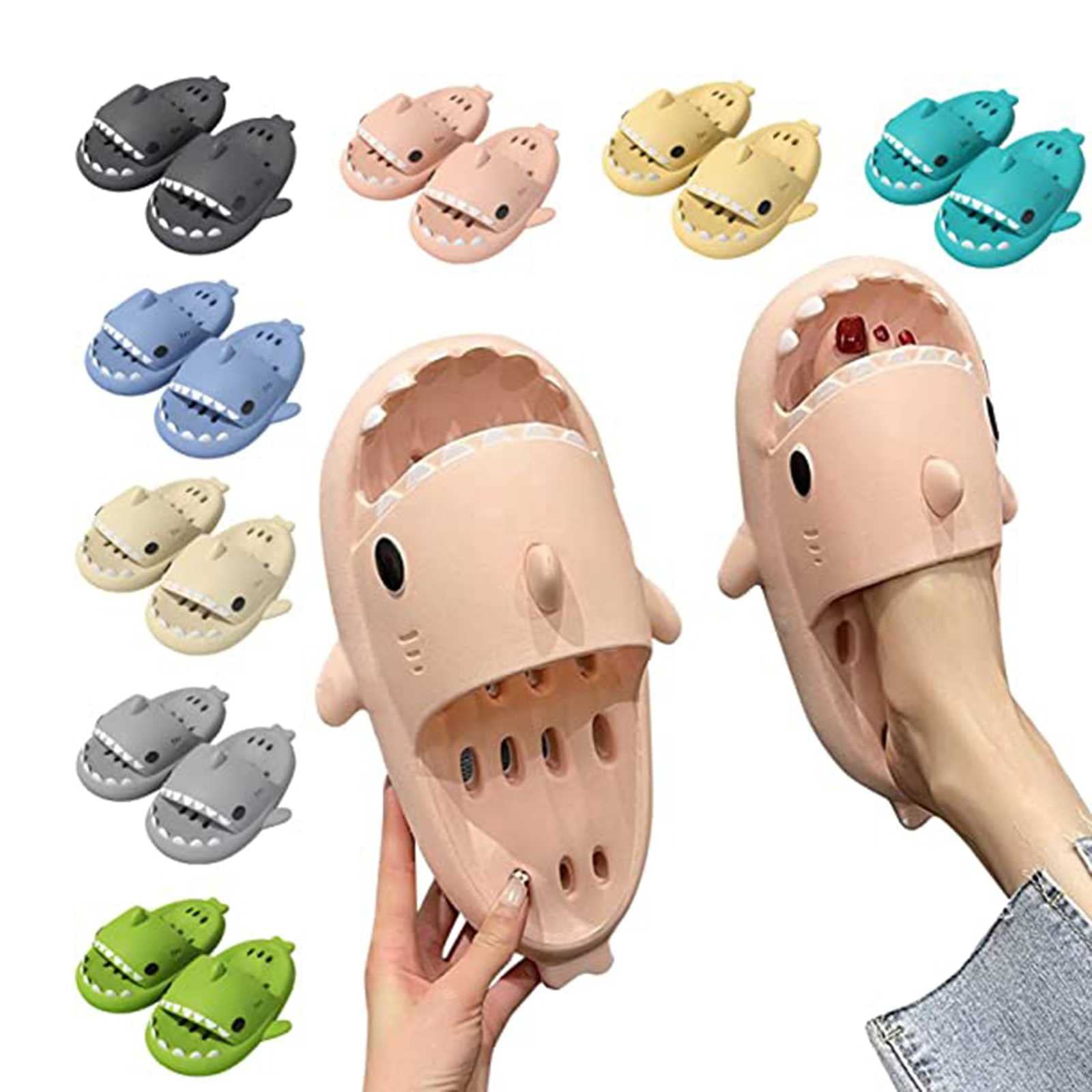 Upgrade Cute Cloud Shark Slides - Non-Slip Lightweight Summer Slippers for Women & Men, Comfortable Open Toe Shark Sandals for Beach, Pool, and Home Use