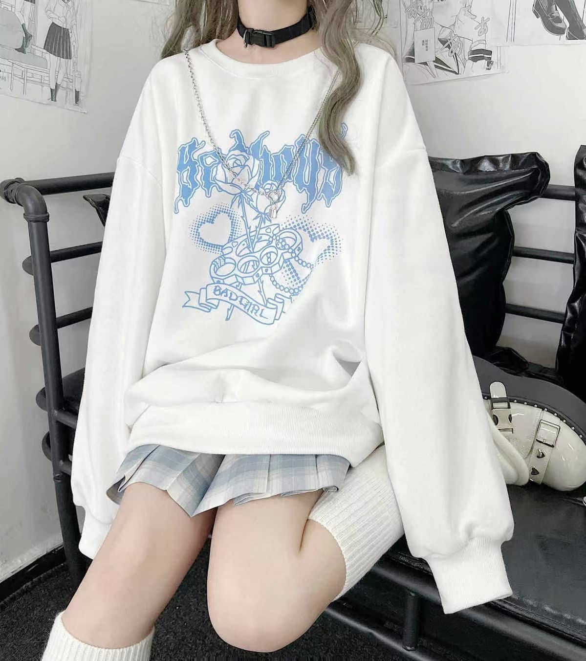 YUESUO Japanese Harajuku Kawaii Anime Girl Hoodie - Cute Oversized Gothic Sweatshirt for Teens | Emo JK Fashion Top | Perfect for Cosplay, Streetwear & Casual Outfits
