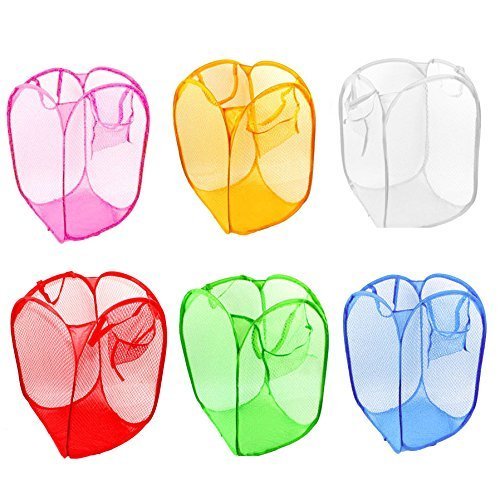 10-Pack Foldable Pop-Up Laundry Hamper with Fine Mesh - Space Saving Storage for Clothes, Travel & College Dorm Organization (Random Colors)