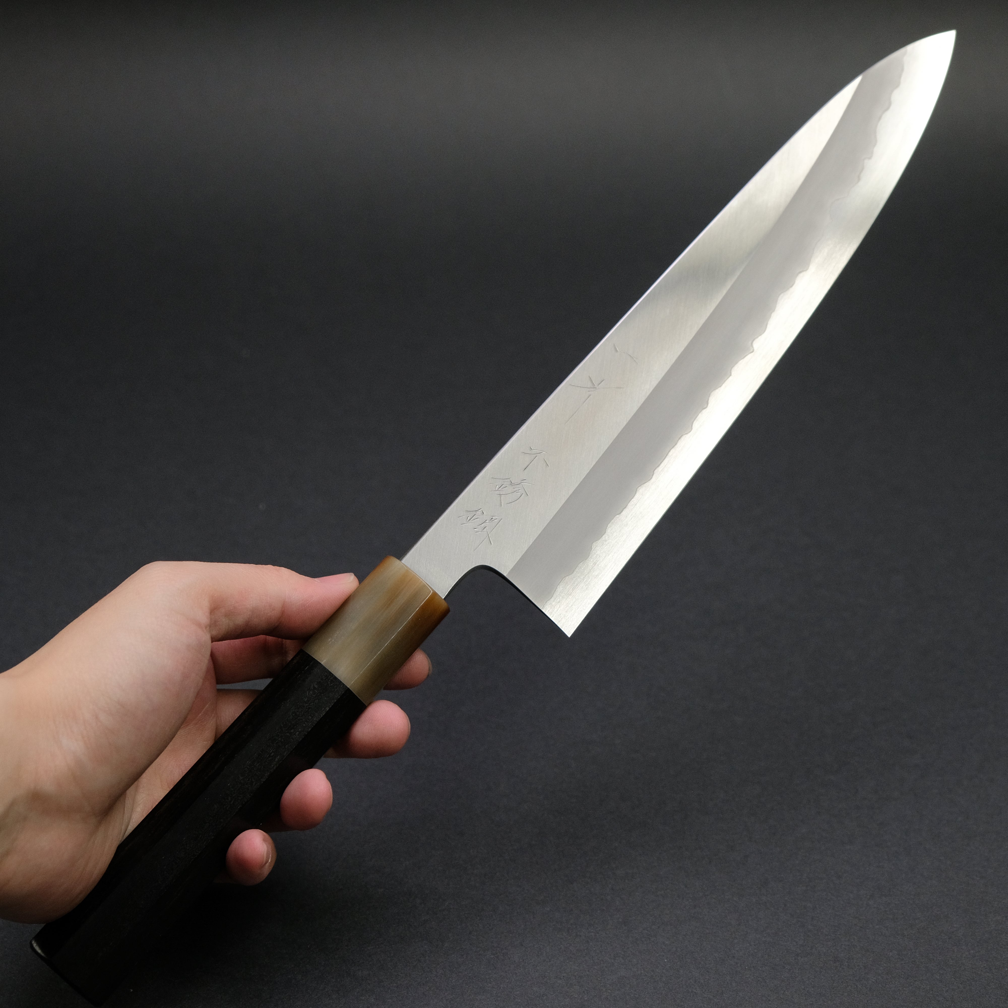 Hitohira Tanaka Kyuzo Blue #1 Stainless Clad Gyuto 240mm Japanese Chef Knife with Taihei Ebony Handle - Perfect for Sushi, Meat Slicing & Professional Kitchen Use
