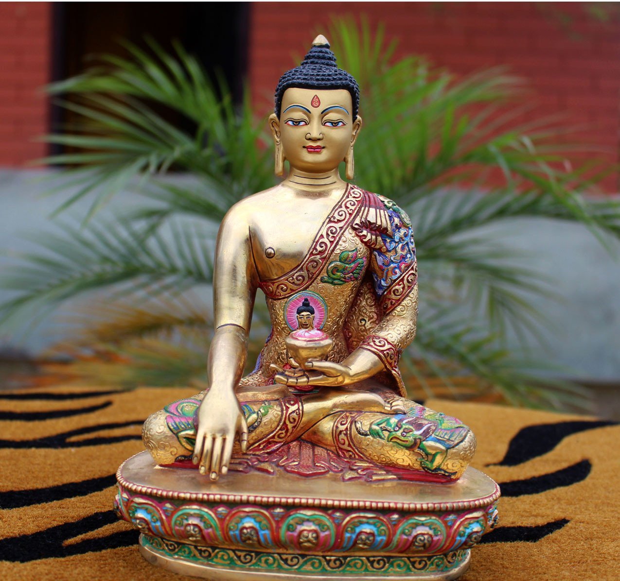 8 Inch Gold Plated Dragon Carved Shakyamuni Buddha Statue - Meditation Decor, Yoga Studio Altar, Asian Home Decor, Spiritual Gift