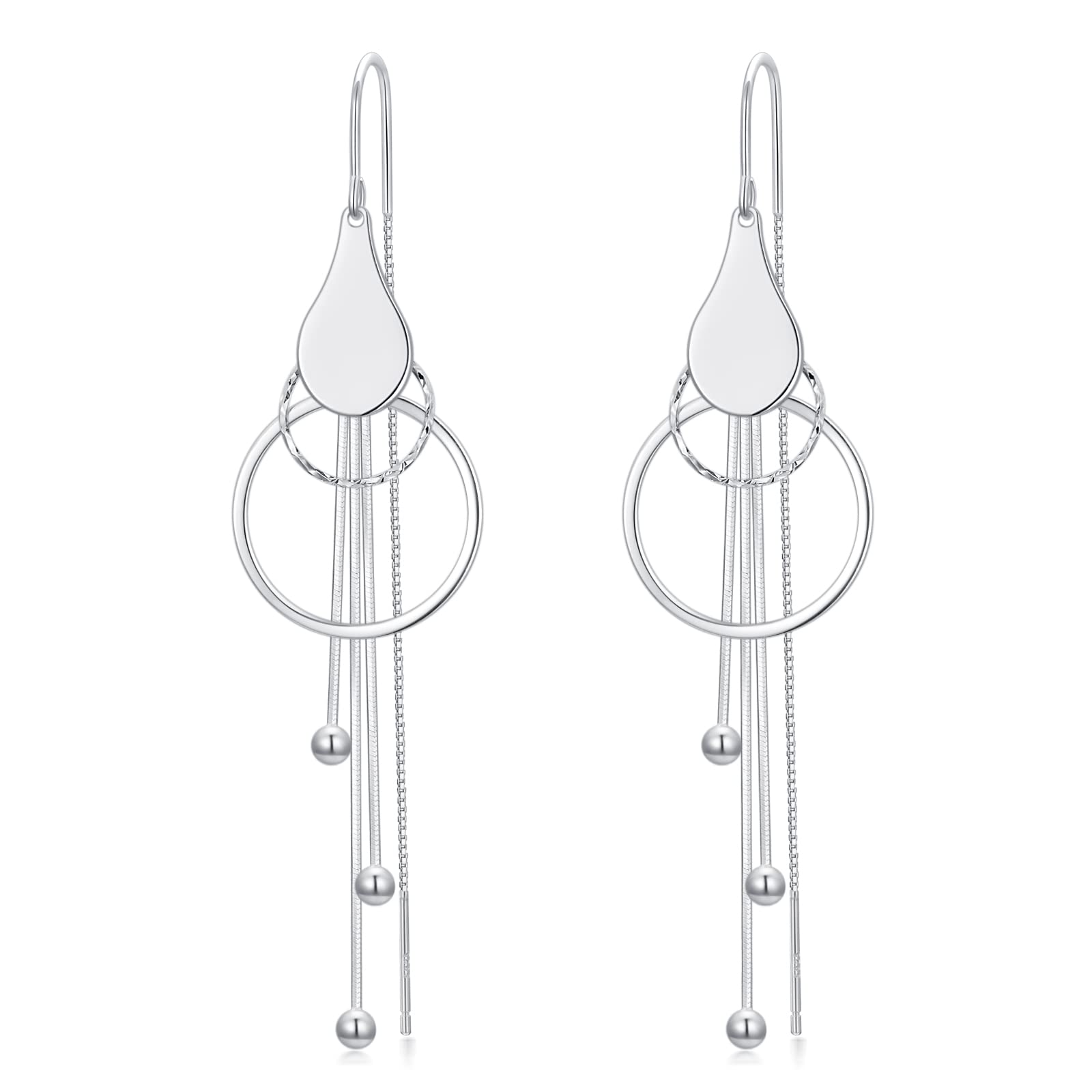 925 Sterling Silver Threader Earrings with Glass Beads - Garnet Star Flower Leaf Design, Long Tassel Drop Dangle Charm Earrings for Women | Perfect for Parties, Weddings & Everyday Wear