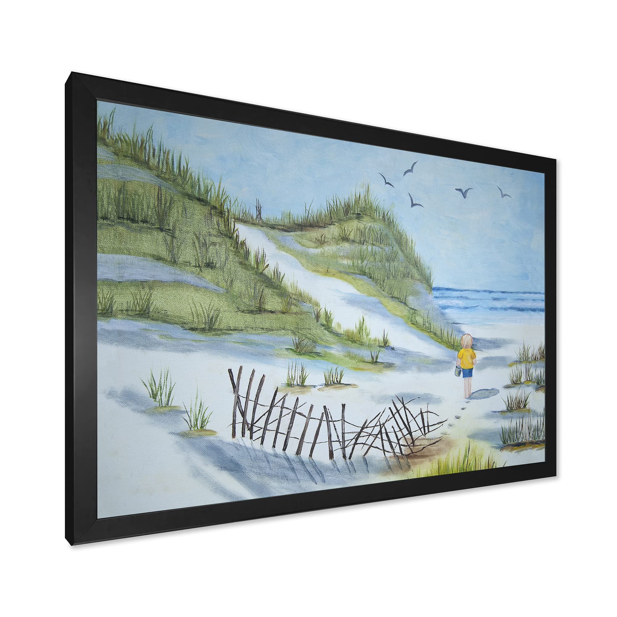Nautical Coastal Framed Wall Art - Beach Scene for Kids Room, Nursery, or Playroom Decor | Perfect for Children's Bedroom, Bathroom, or Beach House