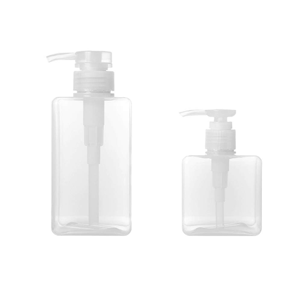 2-Pack Square Pump Dispenser Bottles - 8oz Liquid Soap Containers for Lotion, Body Wash, Shampoo & Cosmetics | Leakproof Travel Toiletry Bottles for Bathroom, Gym & Vacation Essentials