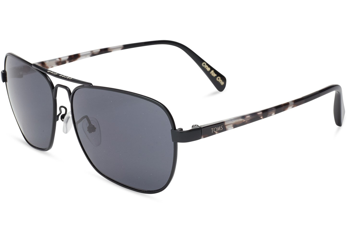 TOMS Navigator 201 Sunglasses - Matte Black & Dark Grey Polarized Lenses (Model 10007268) | UV Protection for Driving, Beach & Outdoor Activities