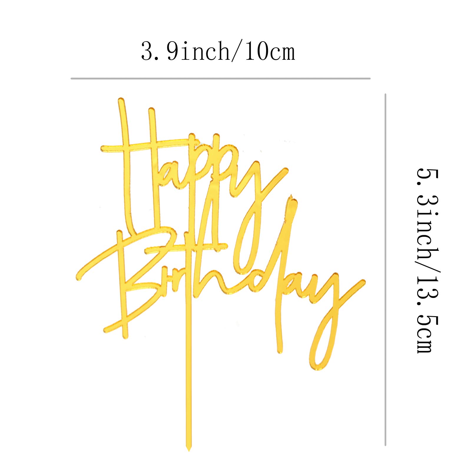 Gold DIY Happy Birthday Cake Topper - Acrylic Birthday Cake Sign for Party Decorations & Supplies (Gold) | Perfect for Birthday Cakes, Cupcakes, and Dessert Table Decor