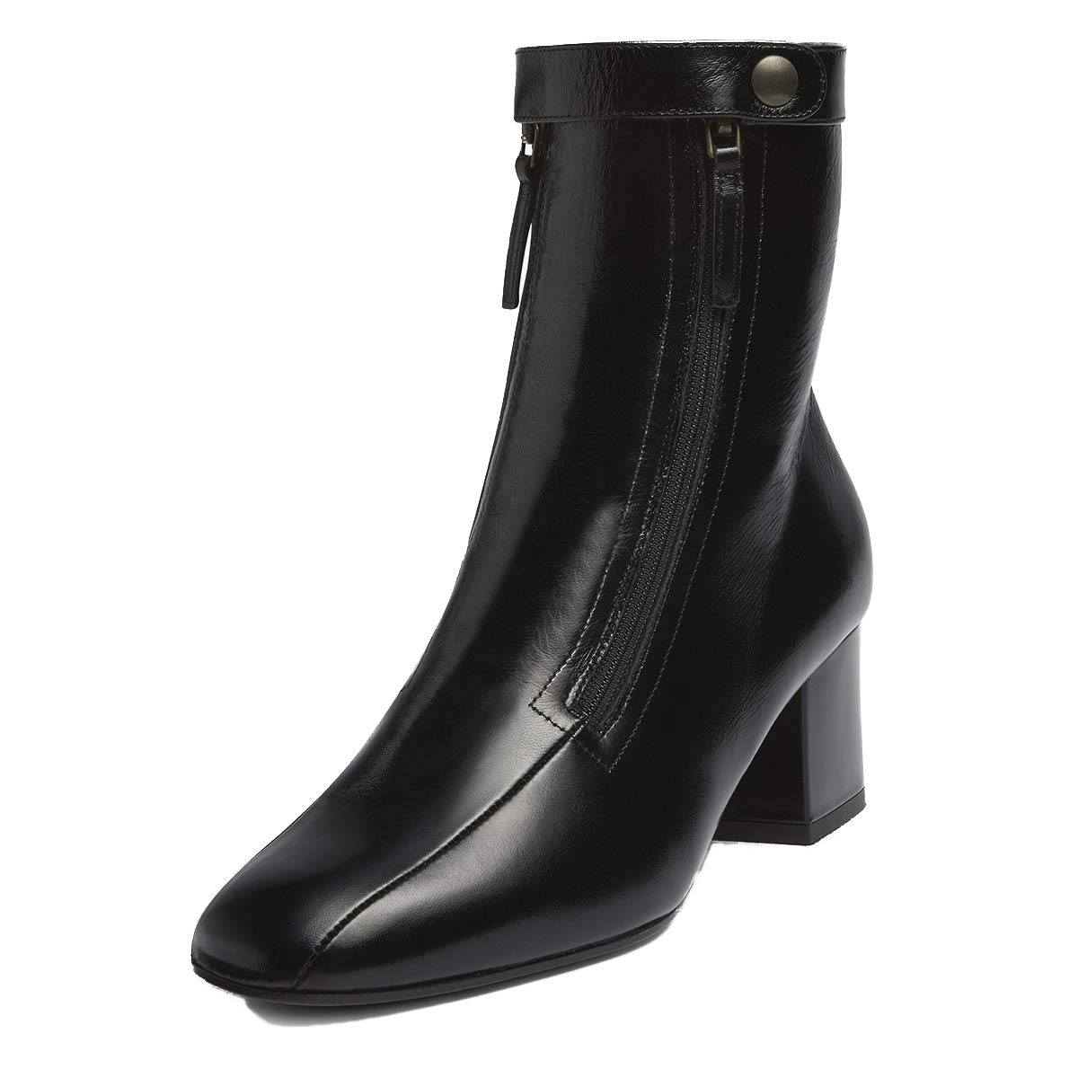 YDN Women's Chunky Low Heel Ankle Boots - Round Toe Double Zipper Dress Booties for Party, Office & Casual Wear | Comfortable Short Boots for Fall & Winter Fashion