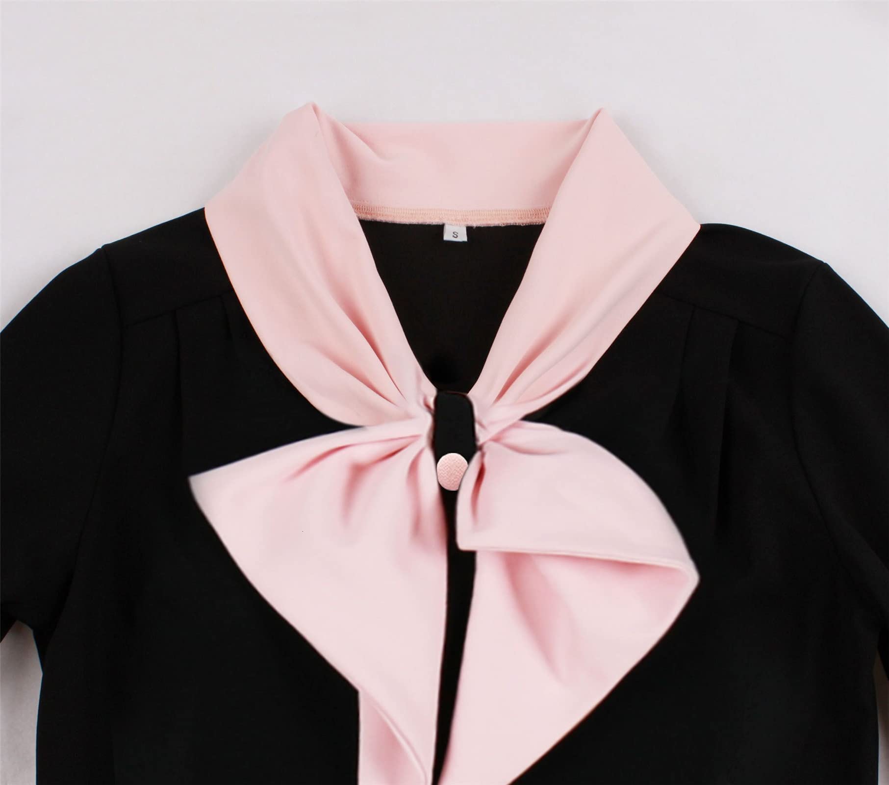 Vintage 1950s Women's Swing Dress with Pink Bow Tie Neck - Knee-Length Cocktail Dress for Parties, Dances & Retro Events