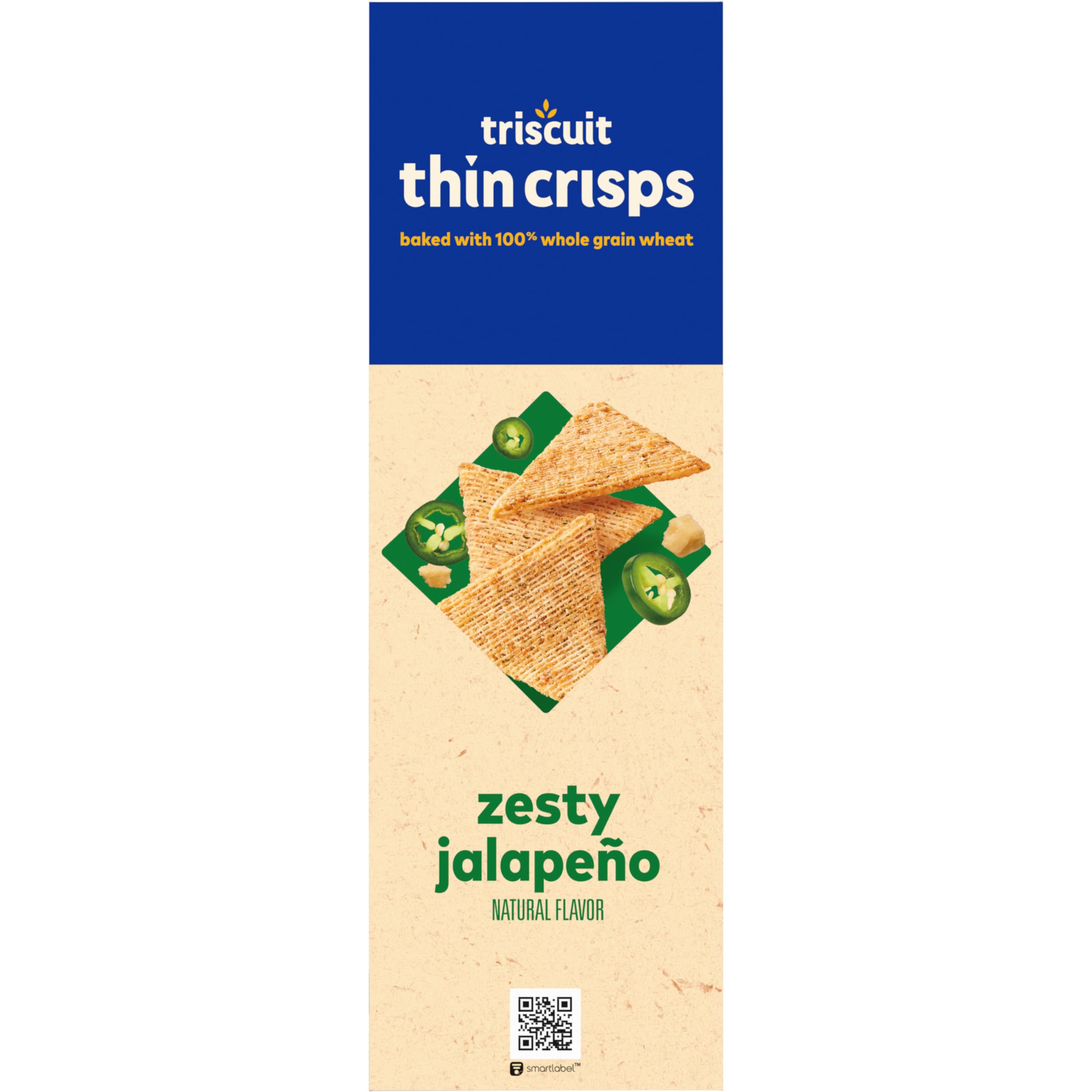 Triscuit Thin Crisps Zesty Jalapeno Whole Grain Wheat Crackers - Healthy Snacks for Lunch, Office & Parties - Bulk Pack of 6 (7.1 oz Each) - Perfect for Picnics, School Snacks & On-the-Go Munching
