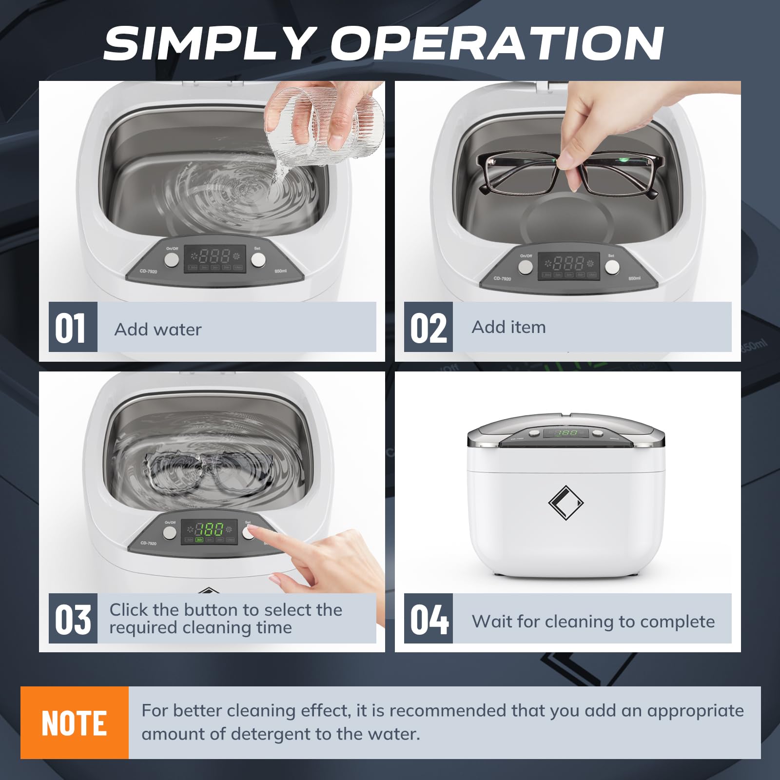 LifeBasis Ultrasonic Jewelry Cleaner Machine - 850ml (28oz) LCD Digital Timer for Jewelry, Watches, Glasses, CDs, Makeup Brushes | Home & Professional Cleaning Solution for Jewelry Stores, Spas, and Personal Use