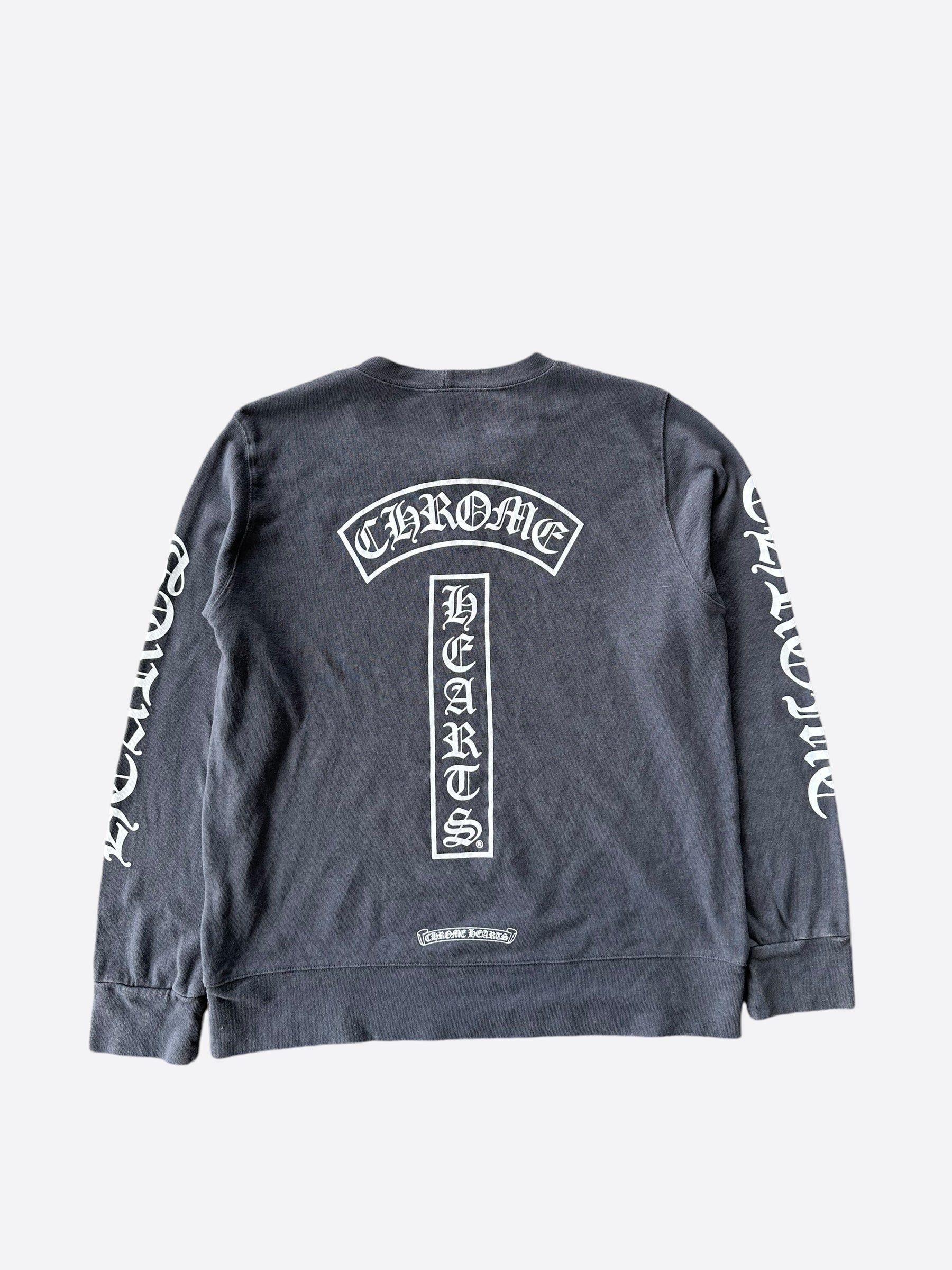 Chrome Hearts Grey & White Horseshoe Logo Sweater for Men & Women | Trendy Oversized Pullover for Casual Wear & Street Style Outfits