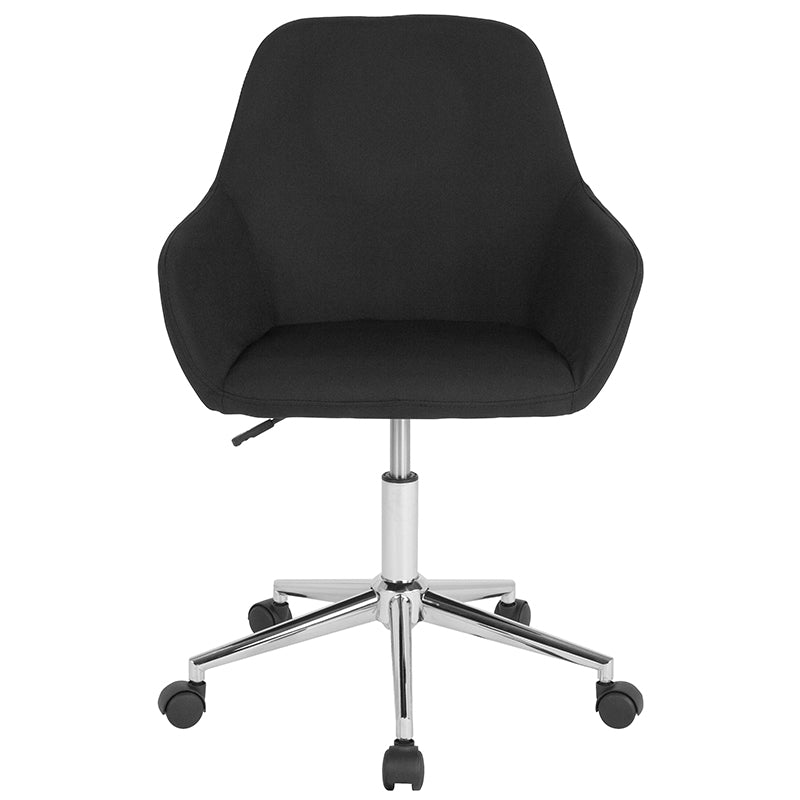 FLASH Cortana Ergonomic Mid Back Office Chair - Black Fabric Mesh for Home & Workspace - Comfortable Desk Chair for Long Hours Sitting & Productivity