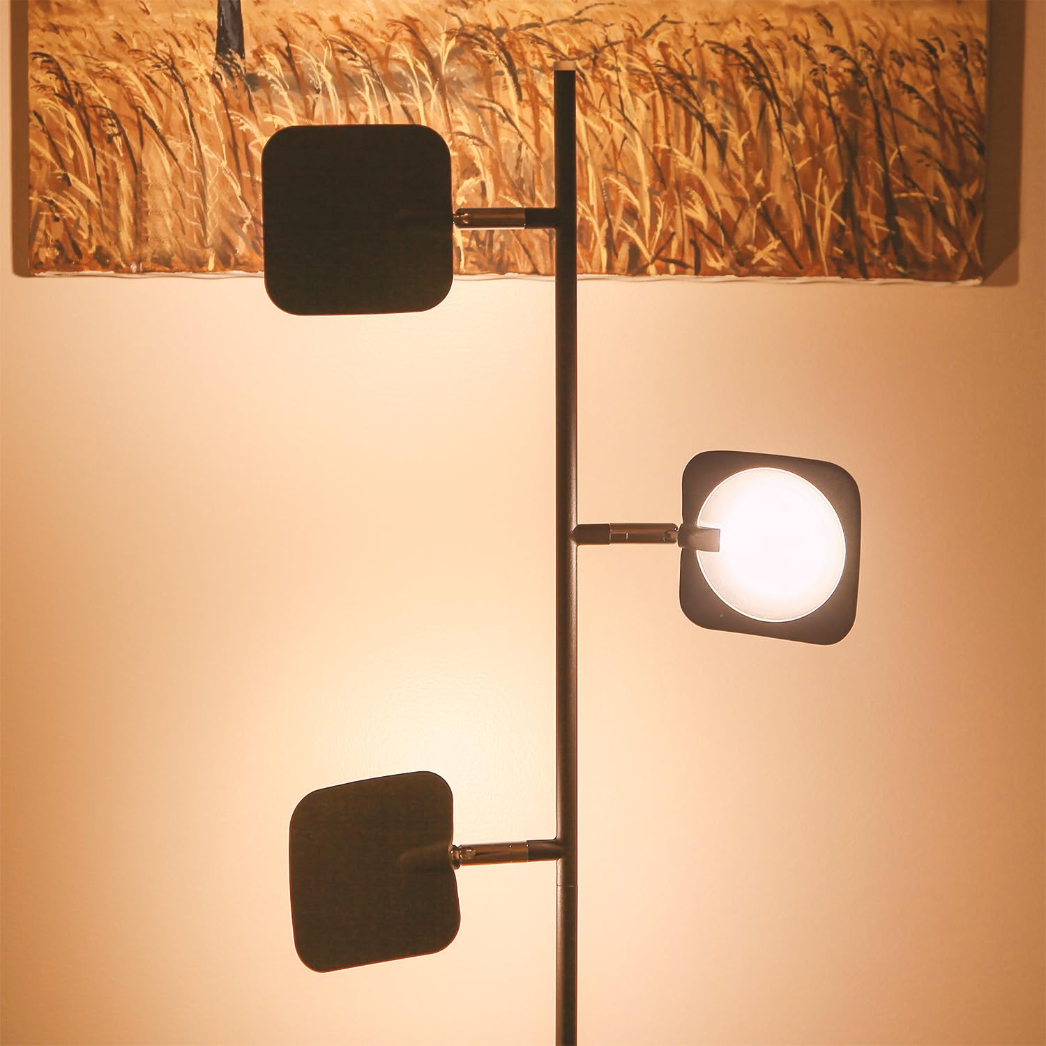 Brightech Adjustable LED Floor Lamp - Dimmable Standing Light for Living Room, Bedroom & Office, Modern Tree Design with Spotlight Panels, Space-Saving Tall Lamp in Bronze Finish | Perfect for Reading, Working & Ambient Lighting