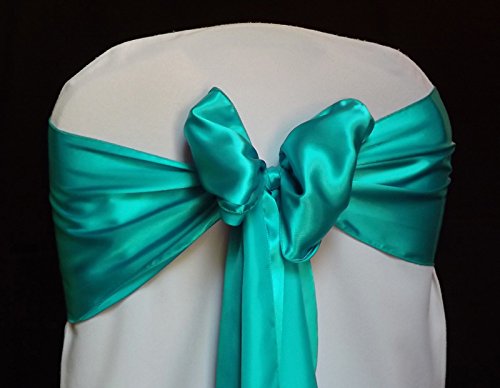 MDS 100 Satin Chair Sashes Bows for Wedding, Party & Event Decorations - Elegant Sea Green - Perfect for Bridal Showers, Banquets & Special Occasions