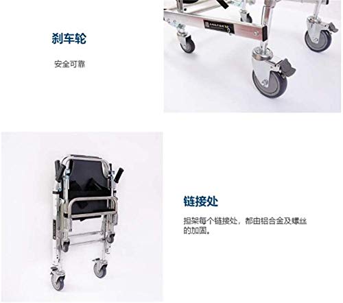 FDSAD EMS Stair Chair - 4 Wheel Emergency Transport Chair for Ambulance, Firefighters & Medical Evacuation - Foldable Aluminum Lift Stair Chair with 3 Adjustable Quick-Release Straps - Ideal for Hospitals, Nursing Homes & Emergency Rescue Scenarios