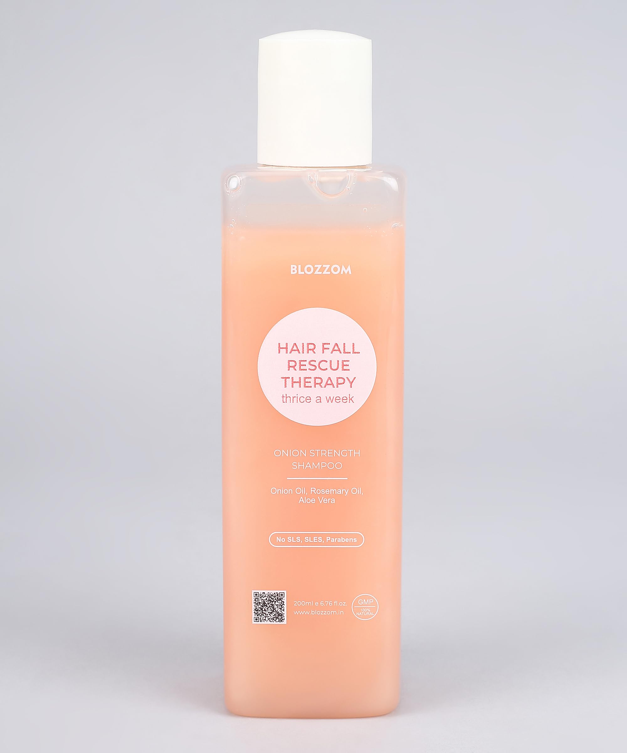 Blozzom Onion Shampoo for Hair Growth & Strengthening - Infused with Onion Seed Oil, Amla & Rosemary Extract - Sulfate Free & Nourishing Formula (Pack of 1) - Perfect for Damaged Hair Repair & Daily Hair Care Routine