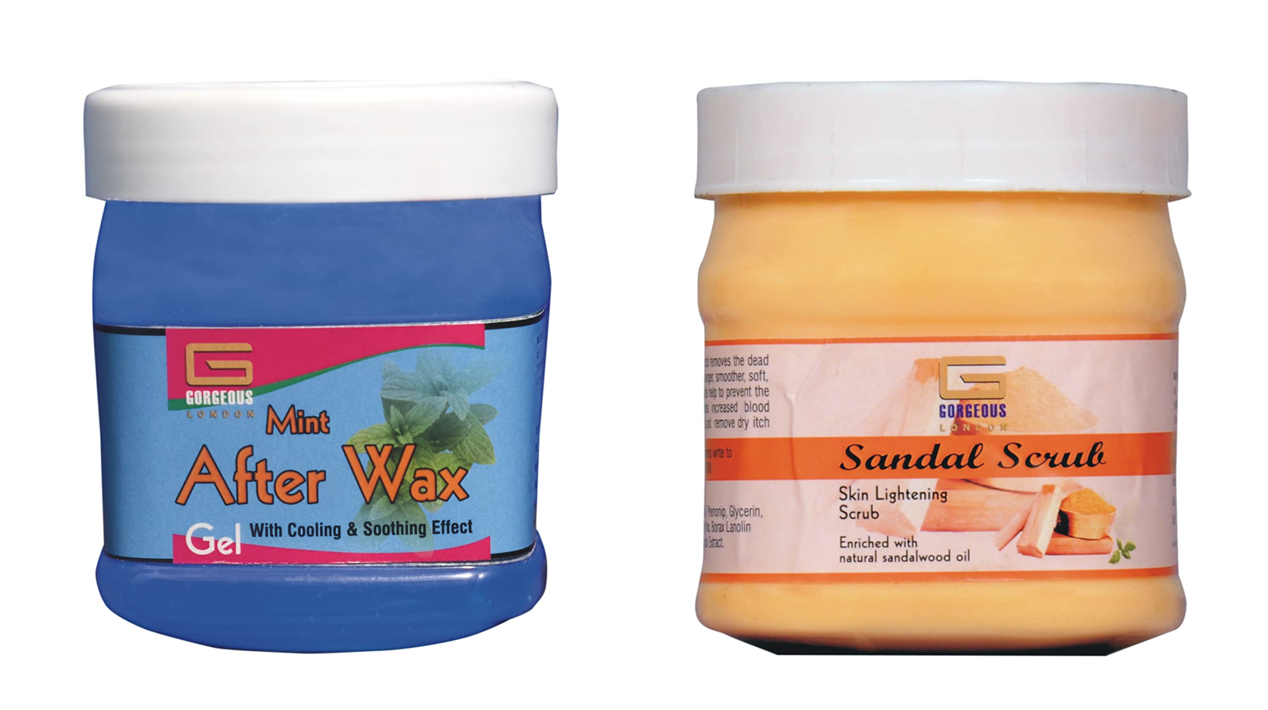 London Mint After Wax Gel & Sandal Scrub Combo - 2 Pack (450ml Each) | Post-Wax Soothing & Foot Care for Smooth Skin | Perfect for Spa Days & At-Home Grooming