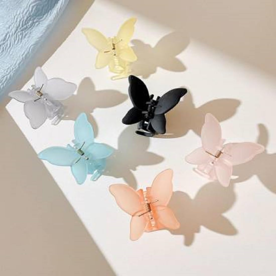 Abrish Matte Finish Hair Claw Clips - Large Pearl Butterfly Hair Clips for Women | Korean Style Transparent Hair Clutchers | Perfect for Parties, Weddings & Everyday Hairstyles