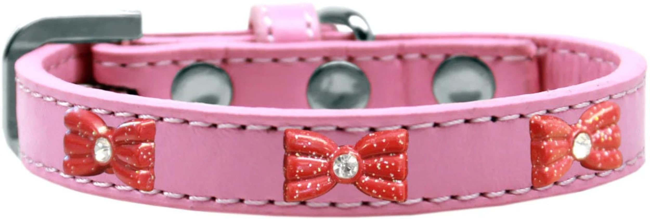 Red Glitter Bow Dog Collar - Fashionable Pet Accessory for Small & Large Dogs - Perfect for Daily Walks, Special Occasions & Photo Shoots
