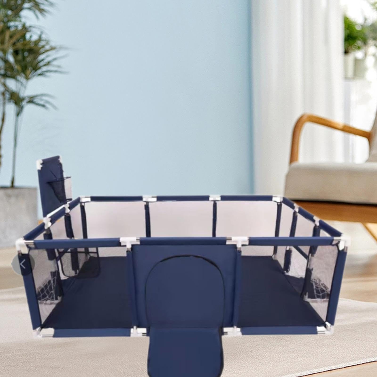 Qialexicon Kids Playpen with Sports Theme - Indoor Play Yard for Toddlers & Babies, Safe & Portable Baby Playpen in Blue - Perfect for Playrooms, Daycare & Home Use