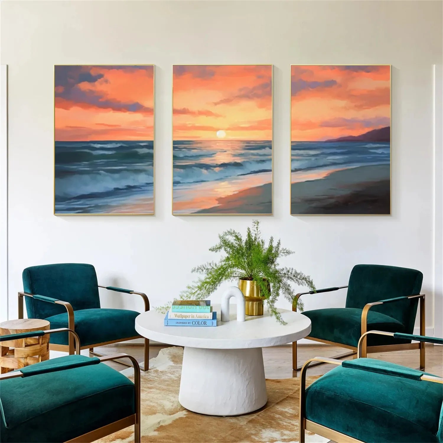 Ocean and Sky Painting Set of 3 - Coastal Wall Art Decor for Living Room, Bedroom & Office | Modern Seascape Canvas Prints | Home & Office Wall Decor