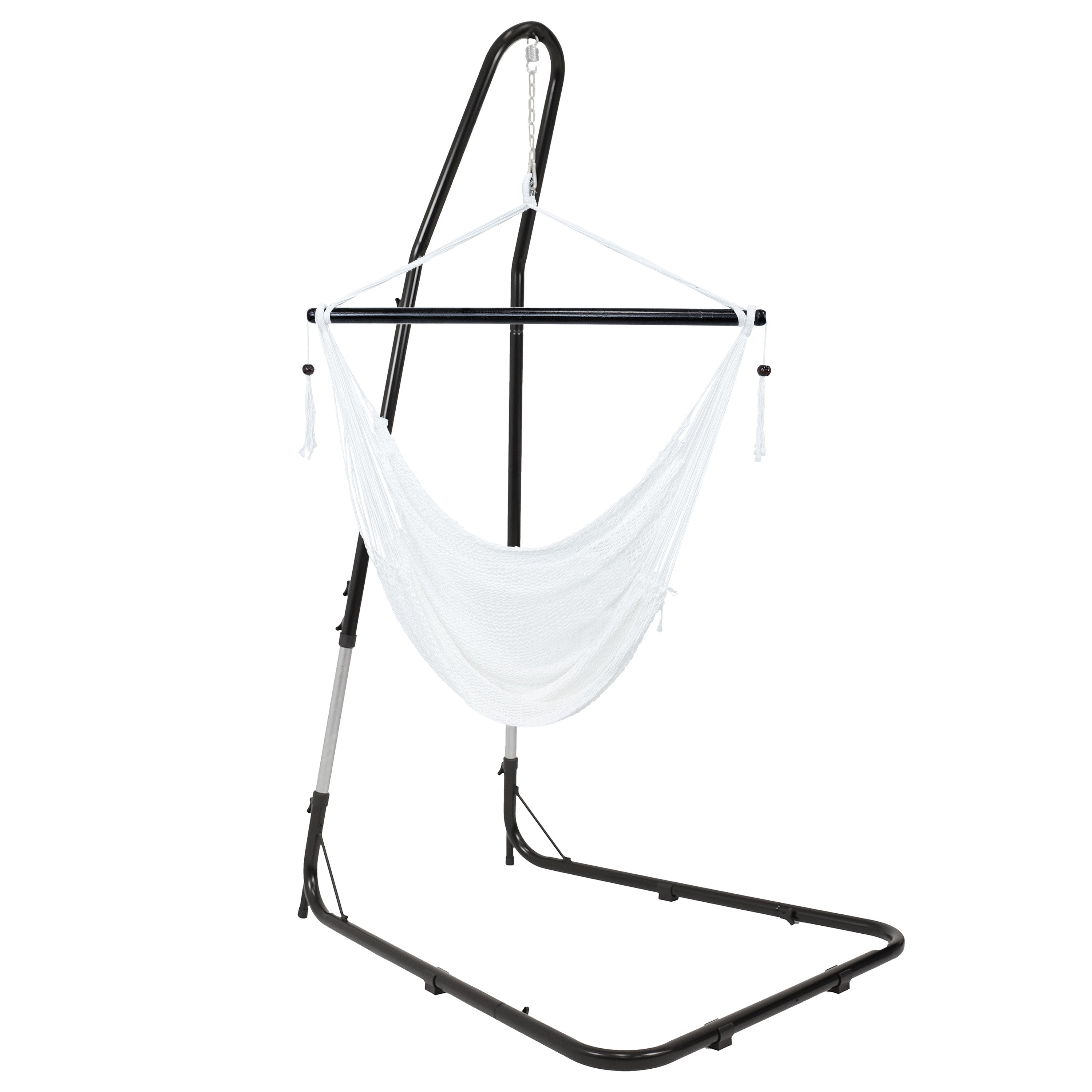 Sunnydaze Caribbean Extra Large Hammock Chair with Adjustable Stand - Outdoor Hanging Swing for Patio, Garden, Backyard & Poolside Relaxation