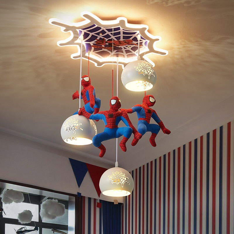 Spider-Man Pendant Light - Superhero Themed Kids Room Lighting - Perfect for Bedroom, Playroom & Nursery Decor | Art Deco Inspired Superhero Ceiling Fixture