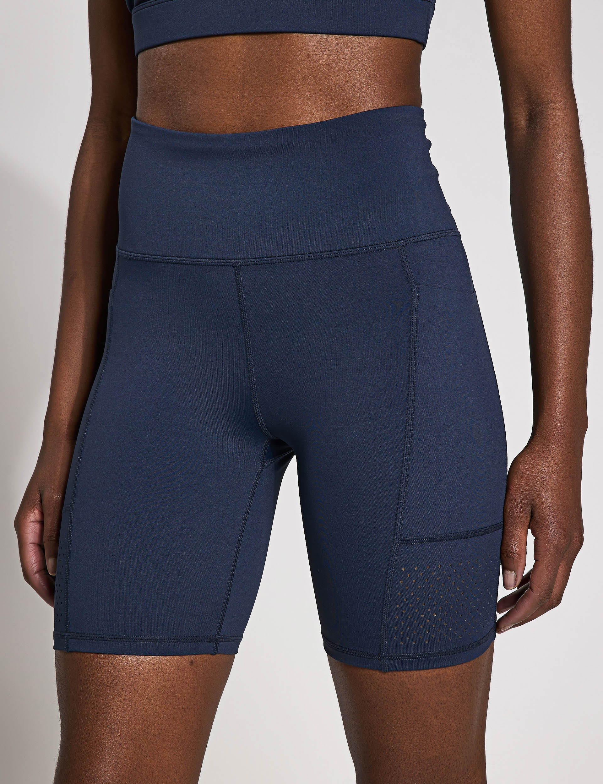Lottie Women's High Waist Bike Shorts - Navy Blue - Comfortable & Breathable for Cycling, Yoga, and Workouts