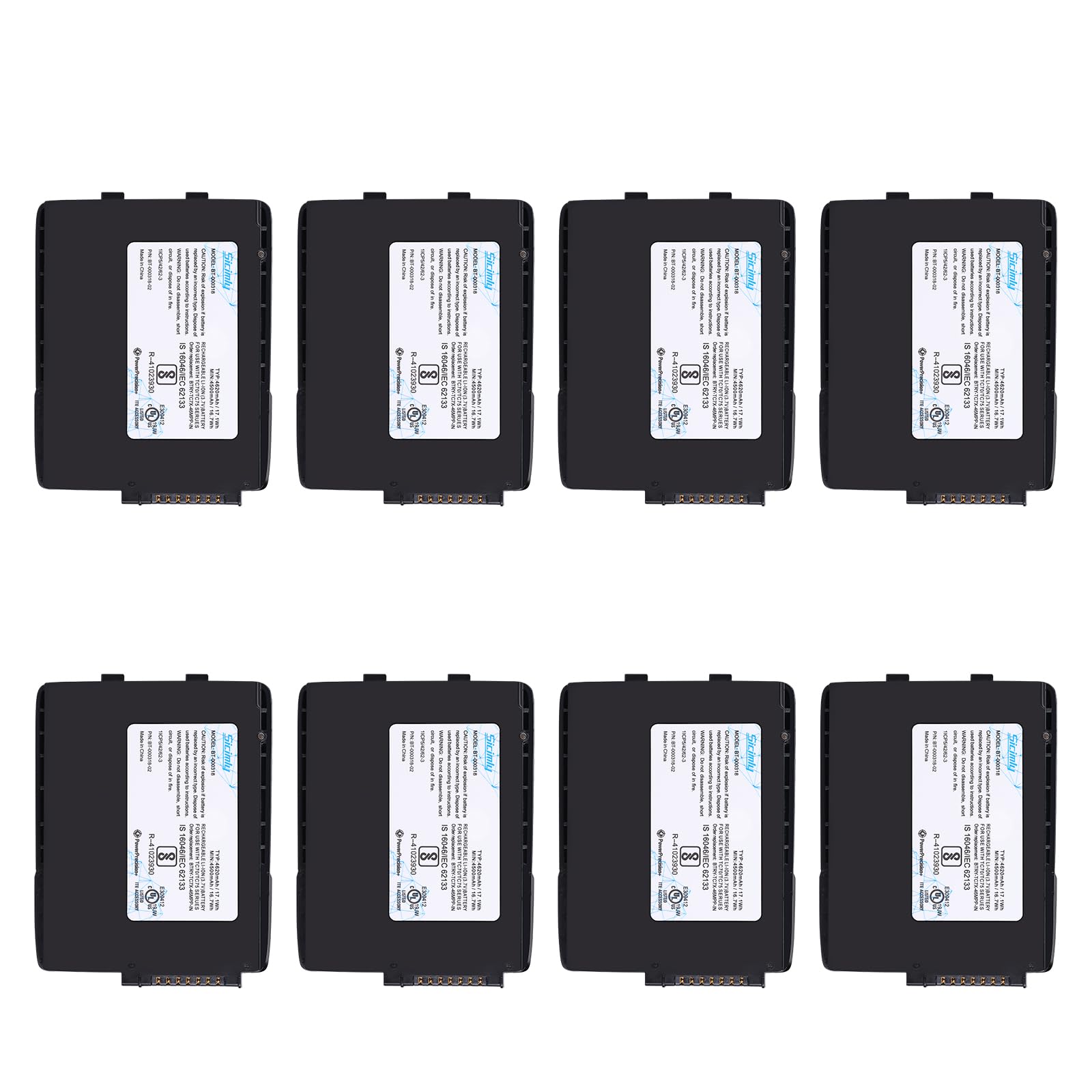 8PCS BT-000318 Replacement Batteries for Symbol Zebra TC77 TC70 TC75 TC70x TC75X TC72 TC720L TC700H TC700K TC75X - Compatible with BT-000318-01 82-171249-01 BTRY-TC70X-46MA1-01 - 4620mAh High Capacity Battery Pack for Barcode Scanners - Perfect for Retail, Warehouse and Logistics Use