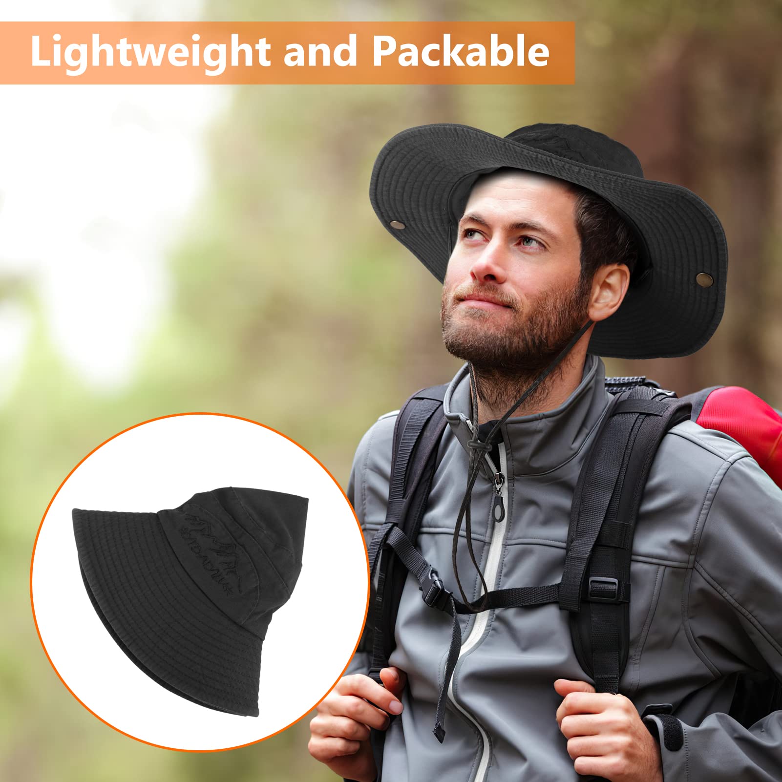 UPF 50+ Sun Hat for Men & Women - Wide Brim Bucket Fishing Hat with Neck Flap, Safari Boonie Hat for Outdoor Activities, Beach, Hiking & Travel