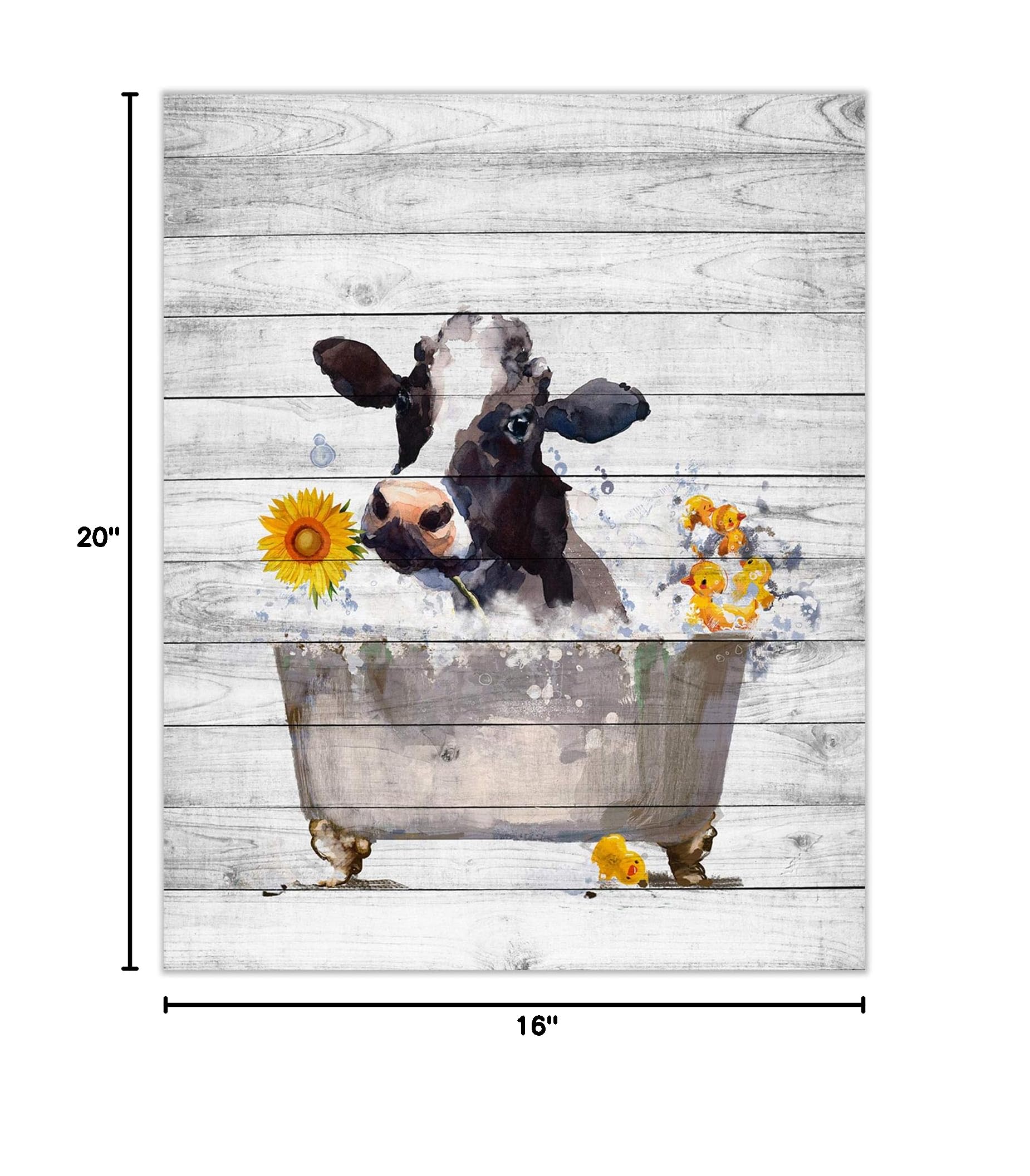 Funny Cow Wall Art - Rustic Farmhouse Canvas Decor for Bathroom & Living Room