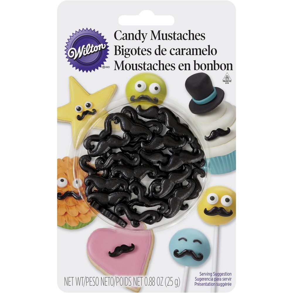 Wilton Candy Mustaches - Fun Edible Mustaches for Parties, Costumes & Photo Booths - Perfect for Birthday Celebrations, Halloween & Themed Events
