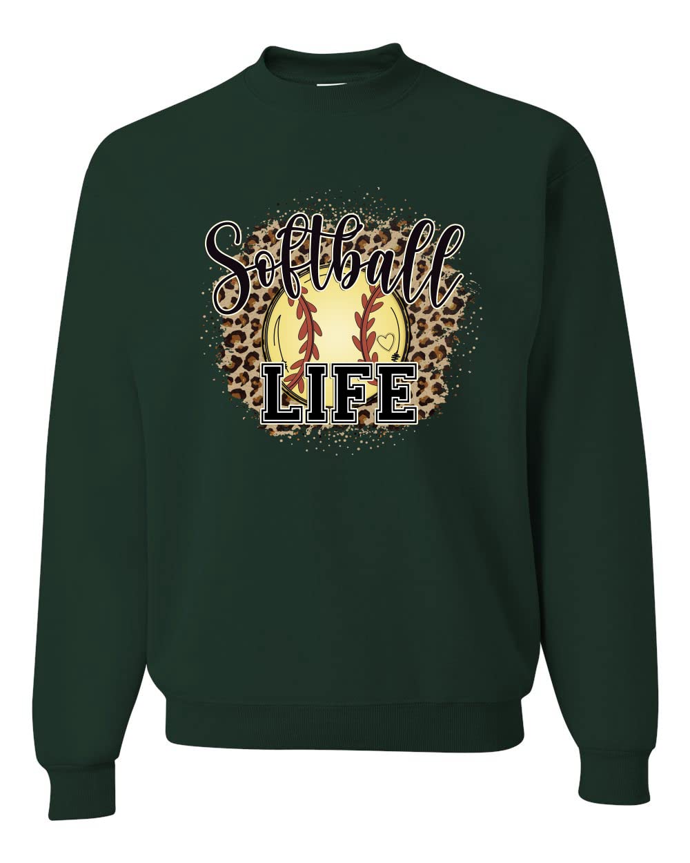 Wild Bobby Softball Life Animal Print Graphic Sweatshirt - Unisex Crewneck Pullover for Girls & Boys - Perfect for Sports, School & Casual Wear