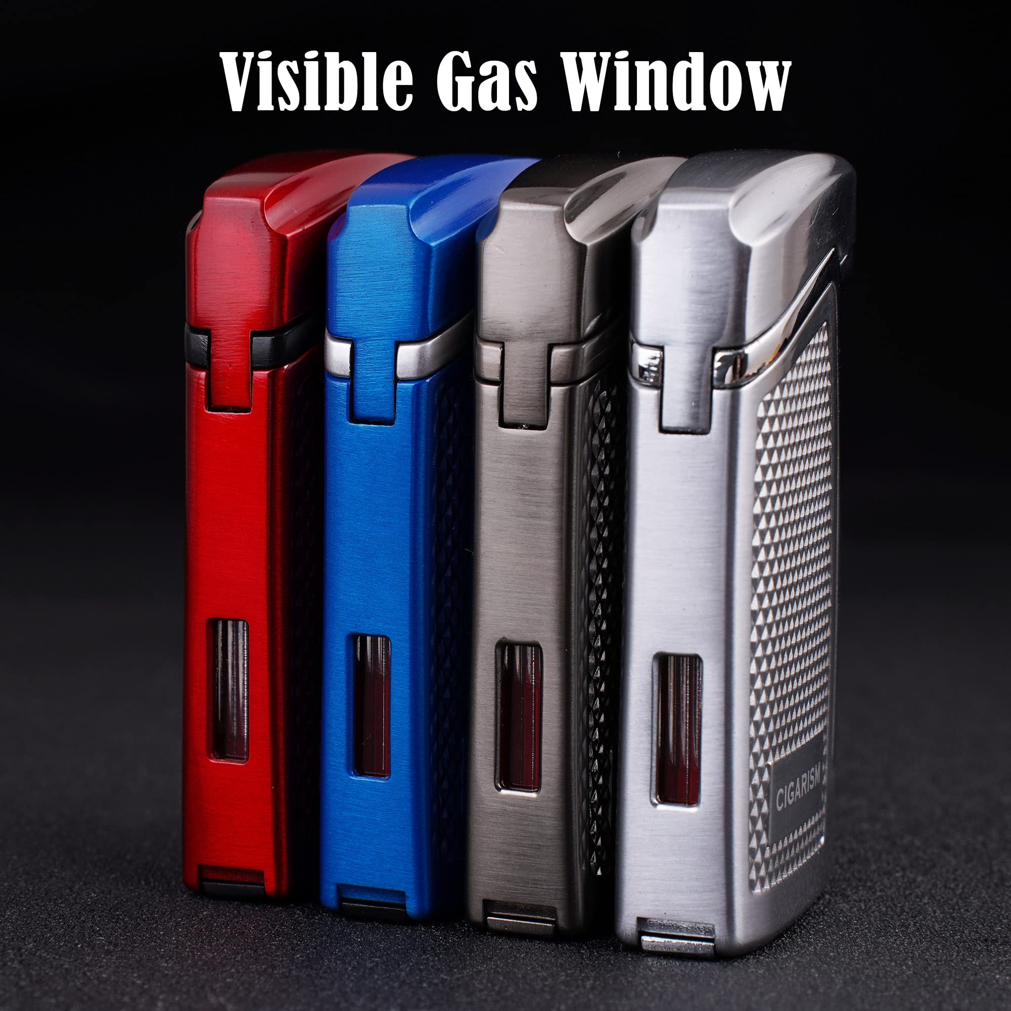 Jet Flame Cigar Lighter with Punch - Double Torch Windproof Butane Lighter (Blue) | Perfect for Cigars, Cigarettes & Outdoor Use