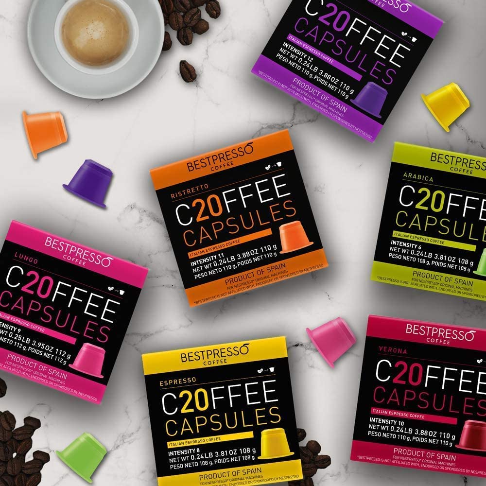 Bestpresso Espresso Machine - Single Serve Coffee Maker Compatible with Nespresso Original Capsules, 120 Pods Variety Pack for Nespresso Original Machines | Perfect for Home, Office & Gifts