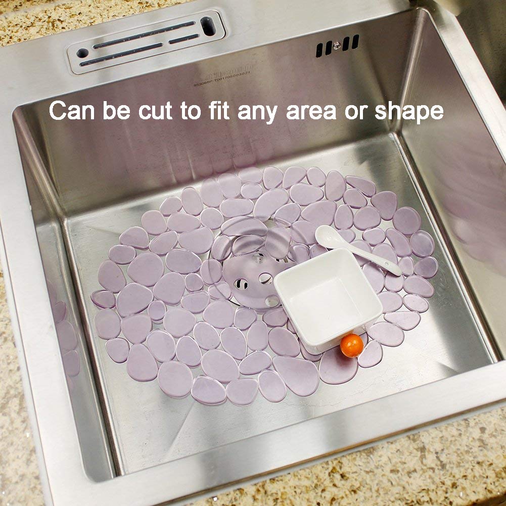 Eco-Friendly Adjustable Pebble Sink Mat - 2 Pack Lilac Purple Sink Protector Pad & Liner for Kitchen Sink | Non-Slip, Durable, Easy to Clean | Perfect for Dishwashing, Food Prep & Protecting Countertops