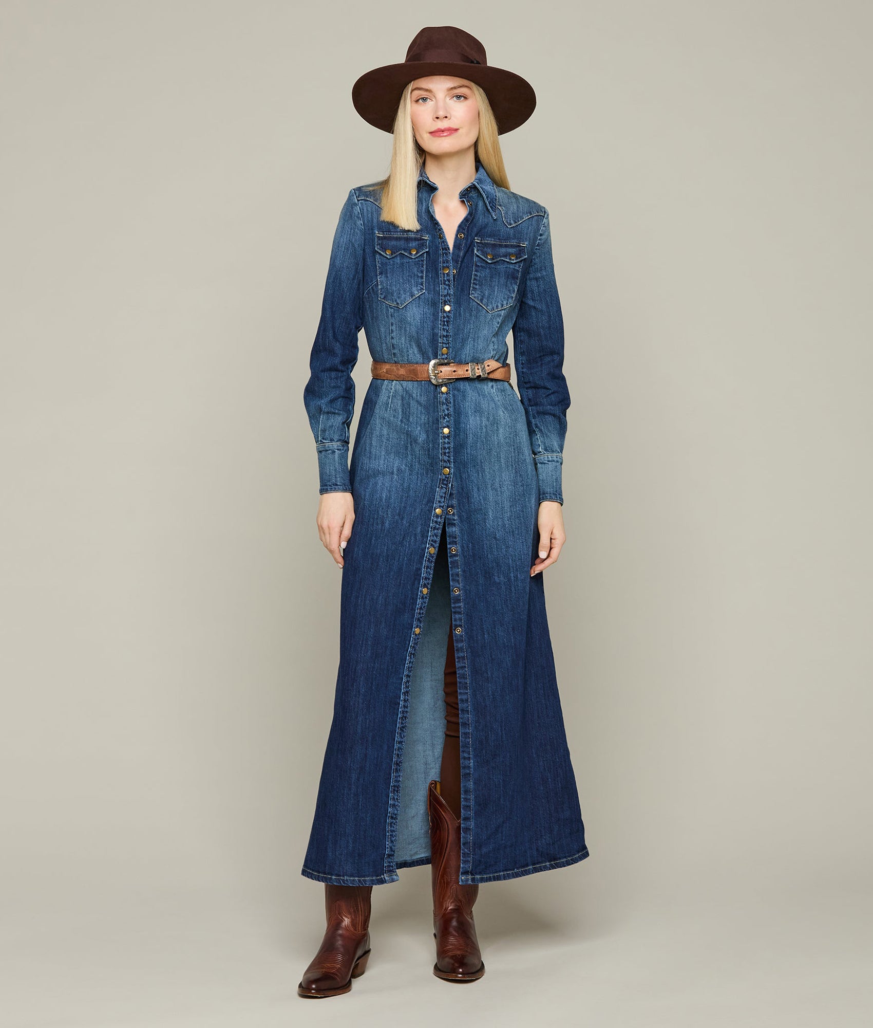 Long Denim Duster Coat - Medium Wash Distressed Denim Jacket for Women | Casual Outerwear for Fall & Spring | Perfect for Layering, Street Style & Everyday Wear