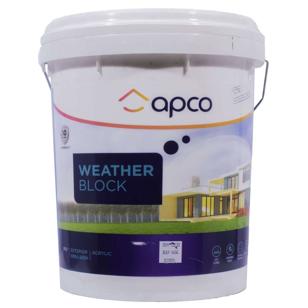 Apco Weatherblock Semi Gloss Acrylic Deep Base 20L - Premium Exterior Paint for Weather Protection - Perfect for Home, Fence & Outdoor Projects