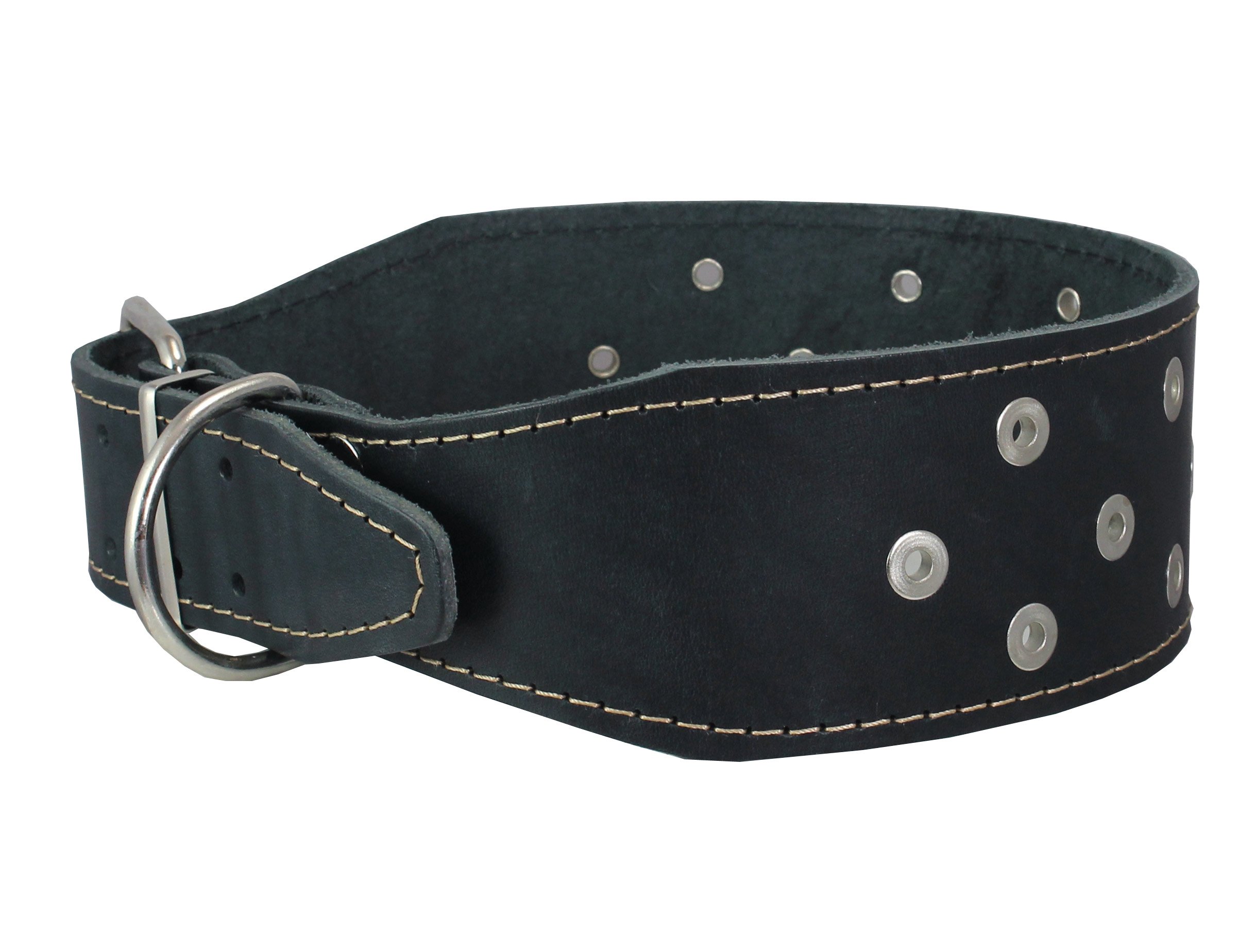 Extra Wide Heavy Duty Genuine Leather Studded Dog Collar for Large Breeds (23.5