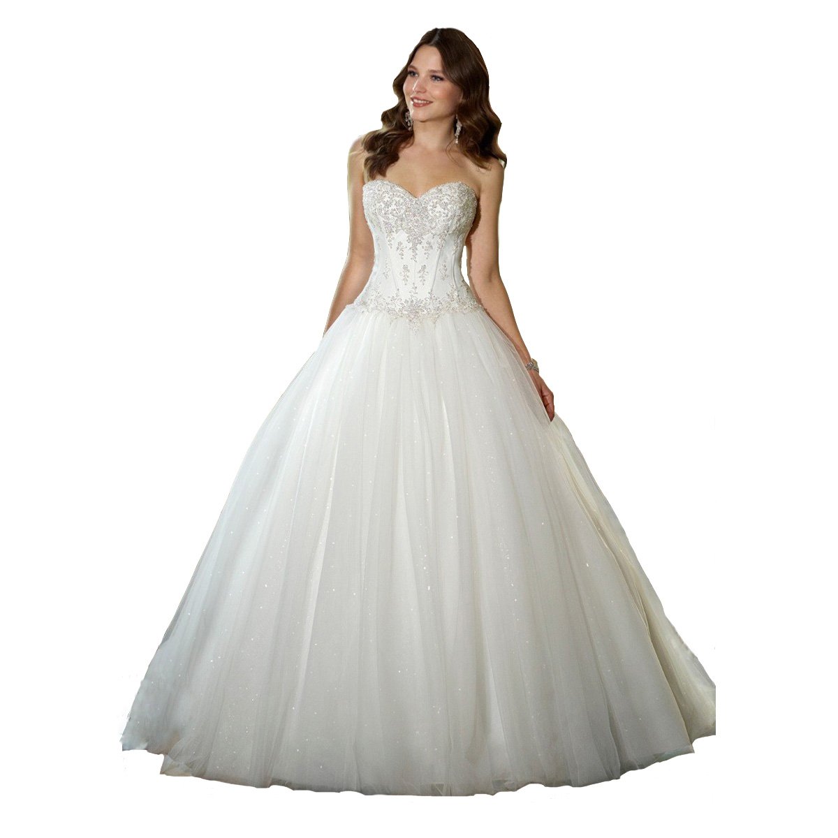 Sweetheart Neckline Backless Beaded Wedding Dress for Bride - Corset Applique Tulle Ball Gown for Evening, Prom & Special Occasions