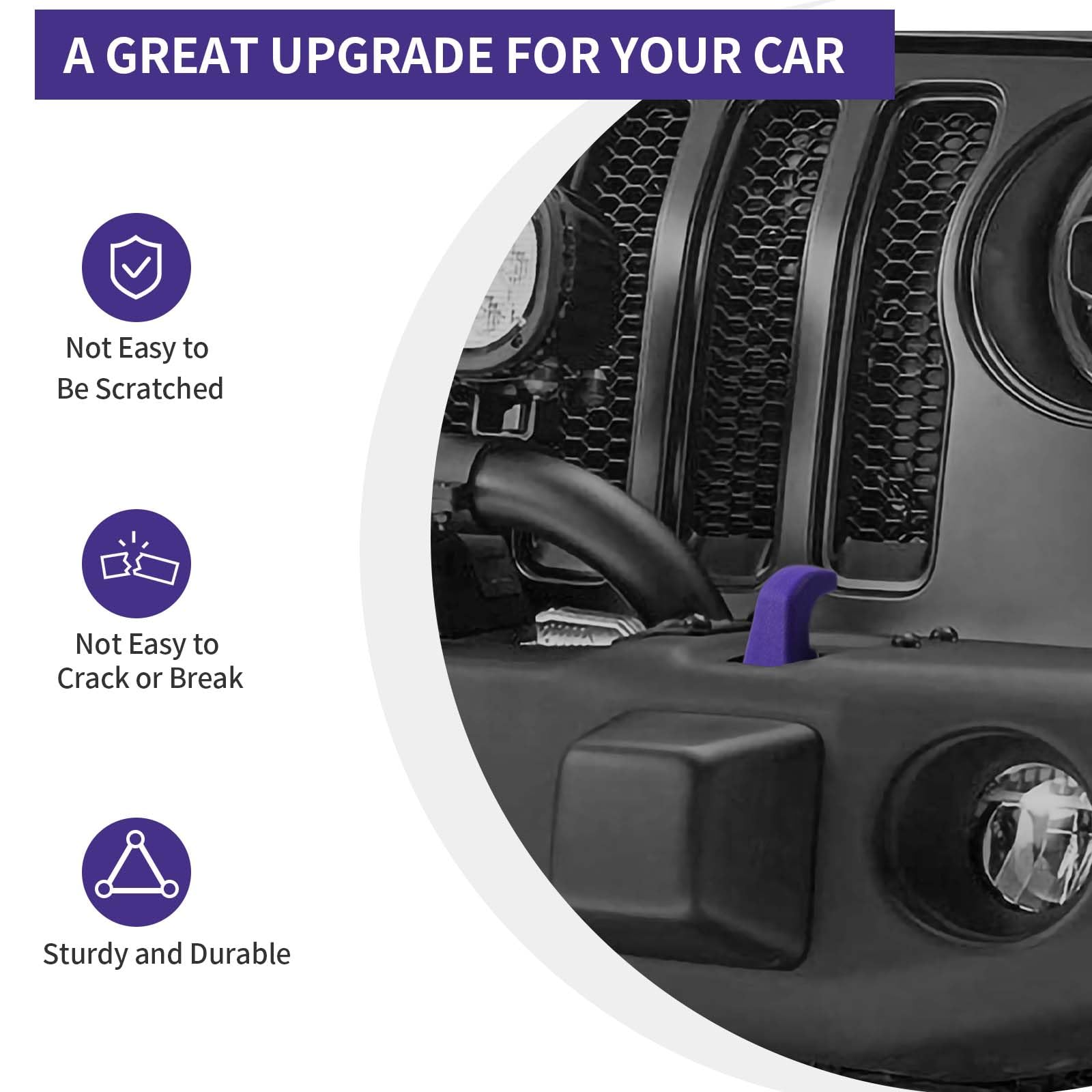 2Pcs Purple Bumper Tow Hook Covers Compatible with 2007-2018 Jeep Wrangler JK/JKU & 2018-2025 JL/JLU/Gladiator JT - Durable Exterior Accessories for Off-Road Protection & Style Enhancement